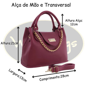 Bolsa Feminina Com Alça Tiracolo e de Mão + Detalhe em Corrente Willibags