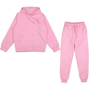 Women Tracksuit Solid Color Hooded Sport Suits Men Spring Warm Hoodies Casual Long Sleeve Sweatshirts Trousers Two Piece Sets