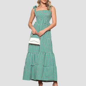 Vestido Longo Quadriculado Verde - Sou Amor