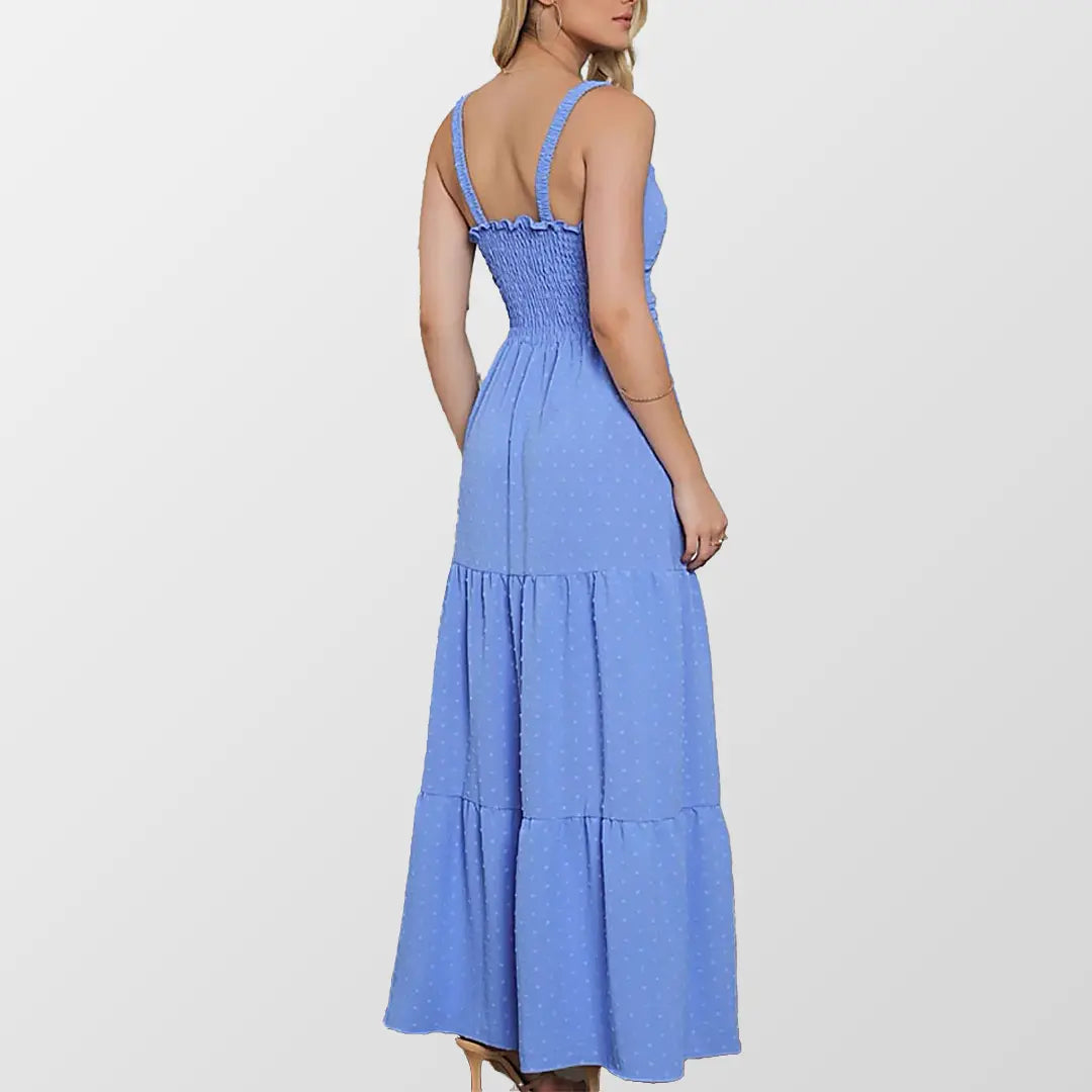 Vestido Longo Azul Pipoca