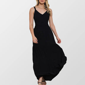 Vestido Longo Preto Pipoca