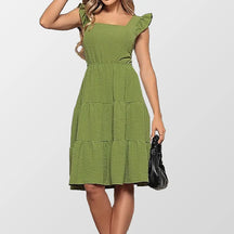 Vestido Midi Pipoca Verde Militar