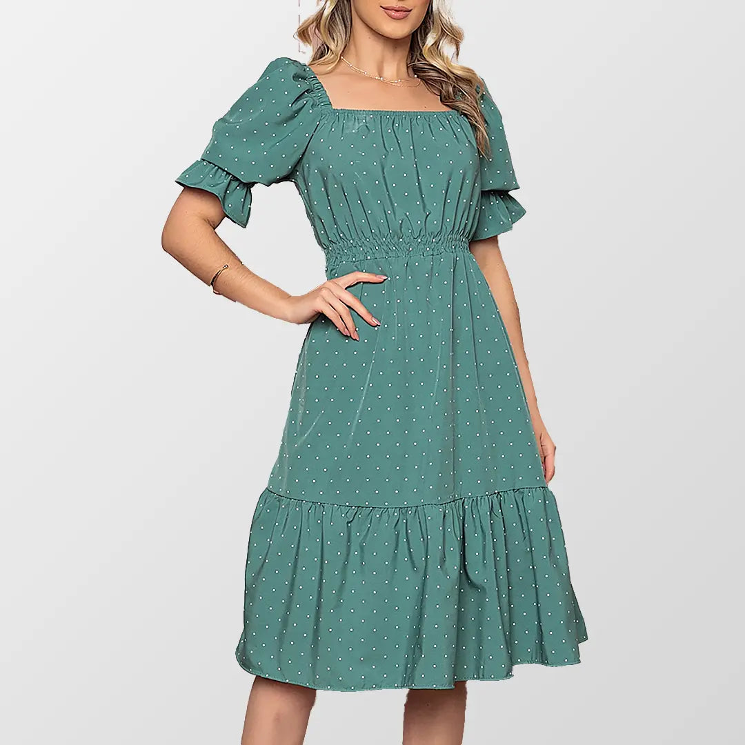 Vestido Midi Poá Menta - Sou Amor