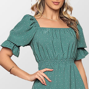 Vestido Midi Poá Menta - Sou Amor