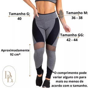 Calça Legging Feminina Para Academia Ginástica cinza e preta