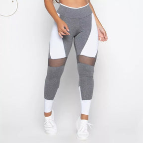 Calça Legging Feminina Para Academia Ginástica cinza e branca